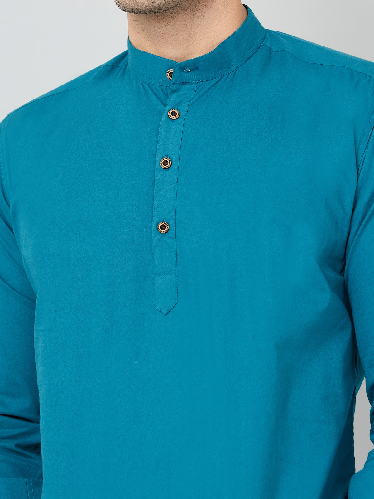 Louis Monarch Men Solid Airforce Pure Cotton Straight Short Kurta